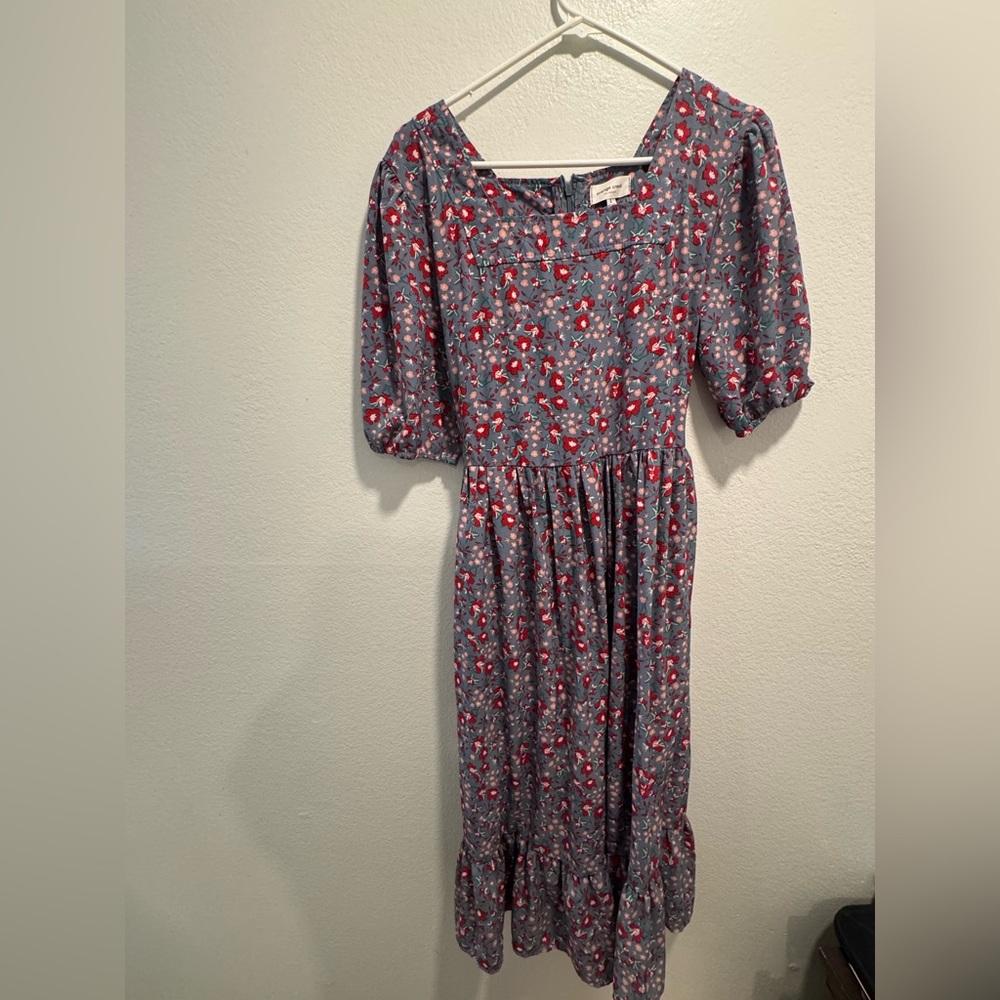 Orange Creek Floral Midi Dress in Blue and Red